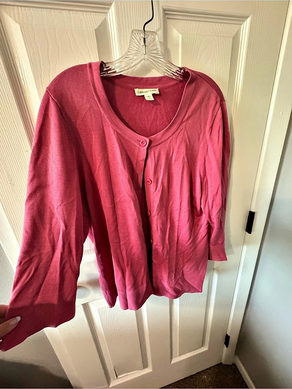 Coldwater Creek Women's Scoop Neck Cardigan Pink Size Large